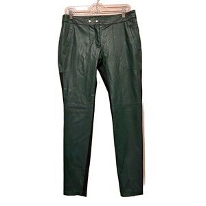 Cruise Brazilian Green Leather Pants Black Stretchy Size L -See Measurements